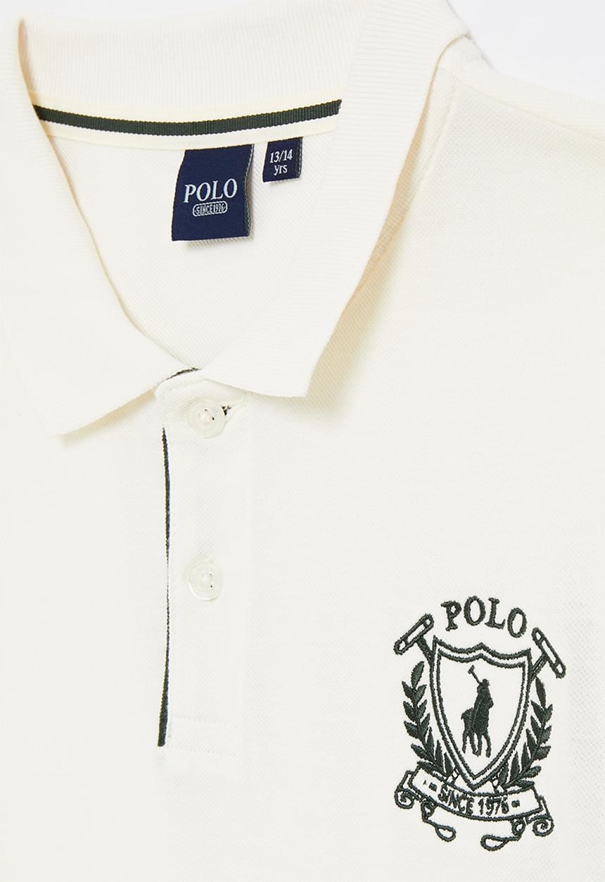 POLO - Boys dylan colour blocked short sleeve golfer - off white