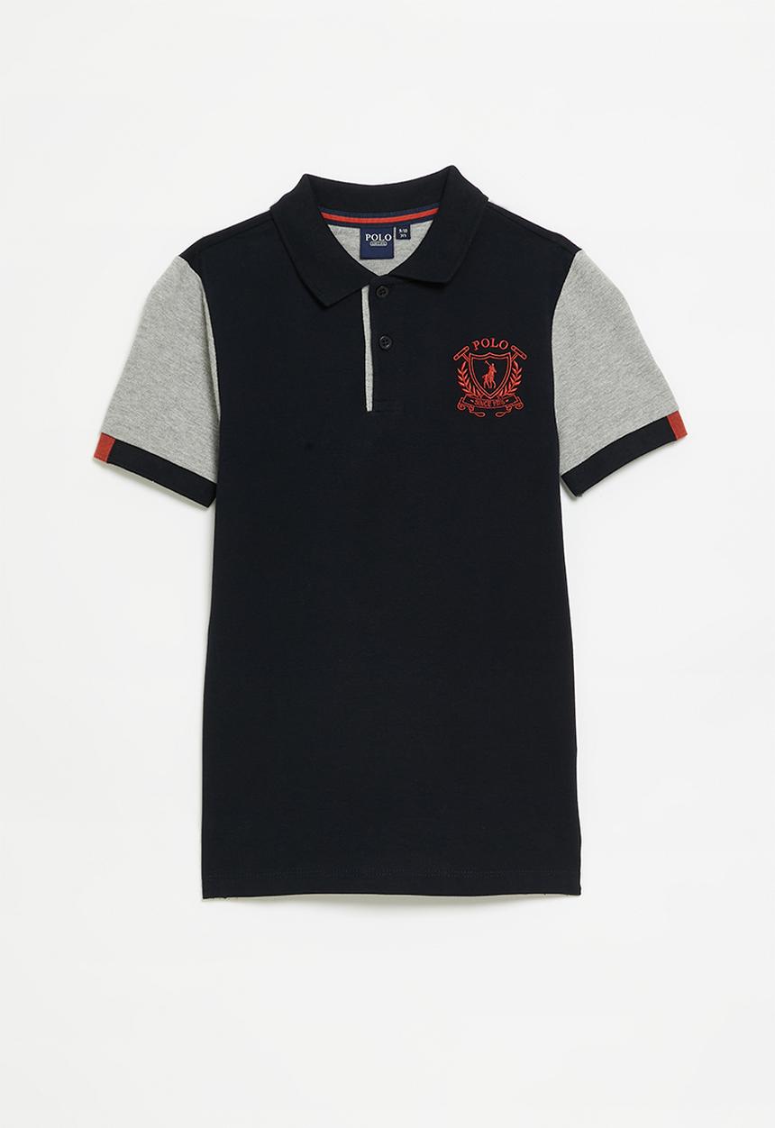 POLO - Boys dylan colour blocked short sleeve golfer - navy