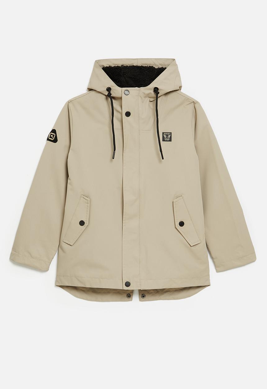 SOVIET - Boys Zip through Parka Jacket - Stone