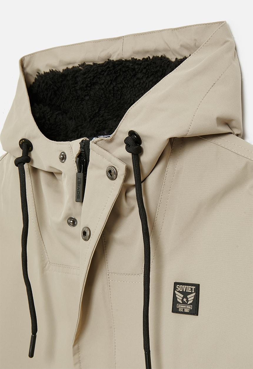 SOVIET - Boys Zip through Parka Jacket - Stone