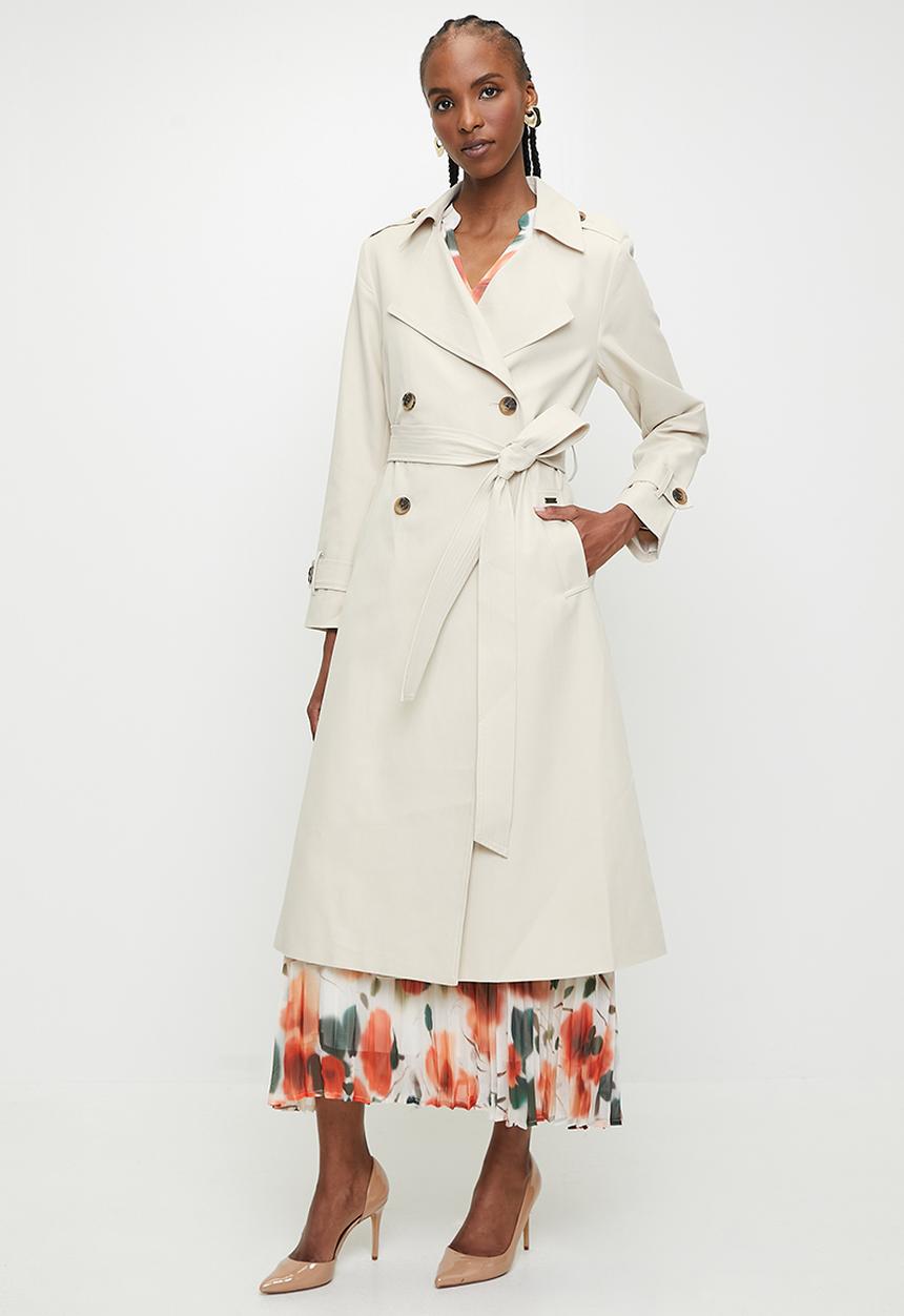 Pringle of Scotland - PRINGLE LADIES JENNA TRENCH COAT  - STONE