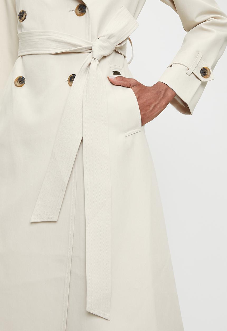 Pringle of Scotland - PRINGLE LADIES JENNA TRENCH COAT  - STONE