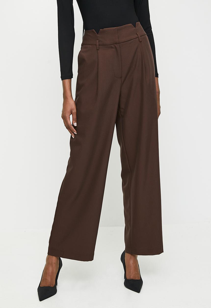 Pringle of Scotland - PRINGLE ELSIE WIDE LEG PANTS  - CHOCOLATE