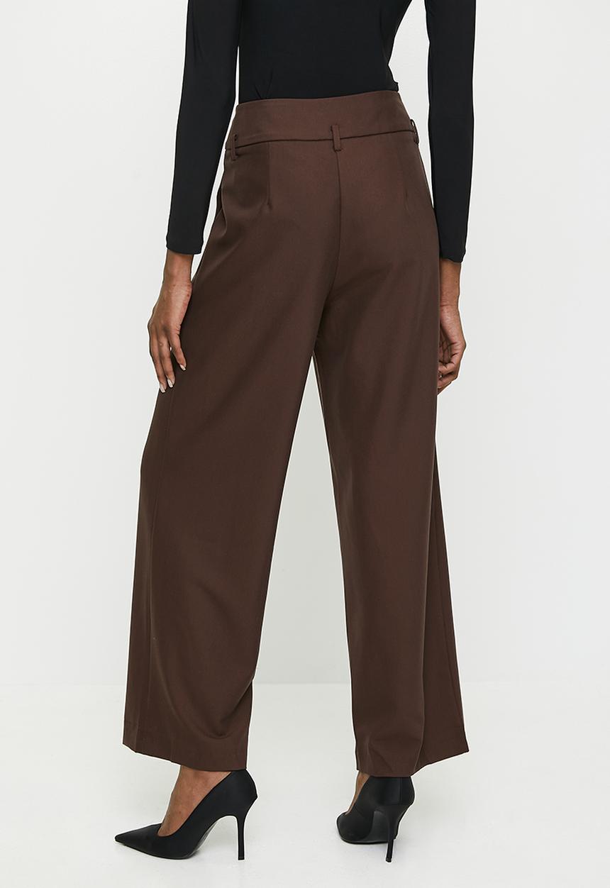 Pringle of Scotland - PRINGLE ELSIE WIDE LEG PANTS  - CHOCOLATE