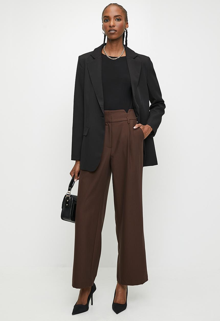 Pringle of Scotland - PRINGLE ELSIE WIDE LEG PANTS  - CHOCOLATE
