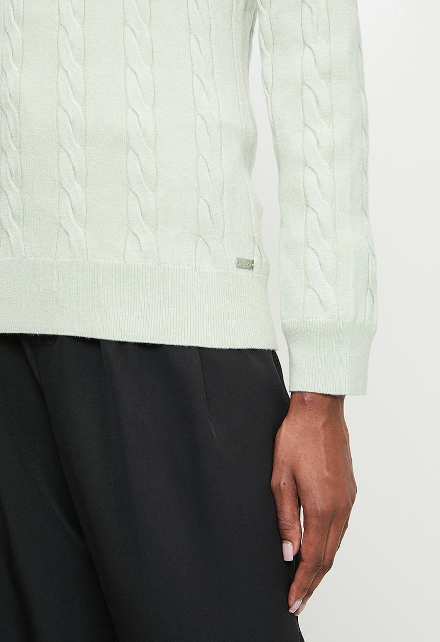 Pringle of Scotland - PRINGLE RUBY CABLE CREW NECK - SAGE
