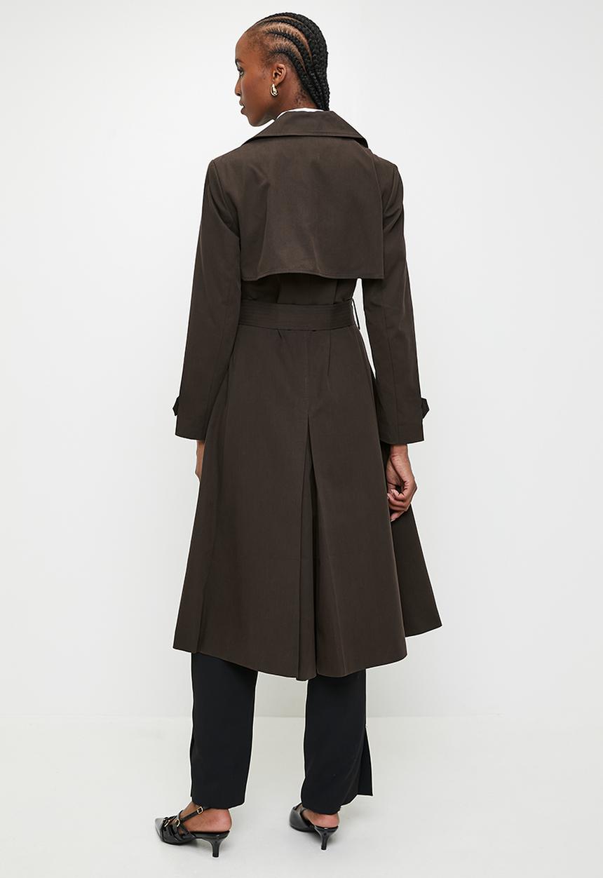 Pringle of Scotland - PRINGLE FELICITY LADIES TRENCH COAT - CHOCOLATE
