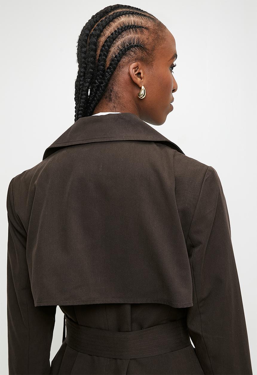 Pringle of Scotland - PRINGLE FELICITY LADIES TRENCH COAT - CHOCOLATE