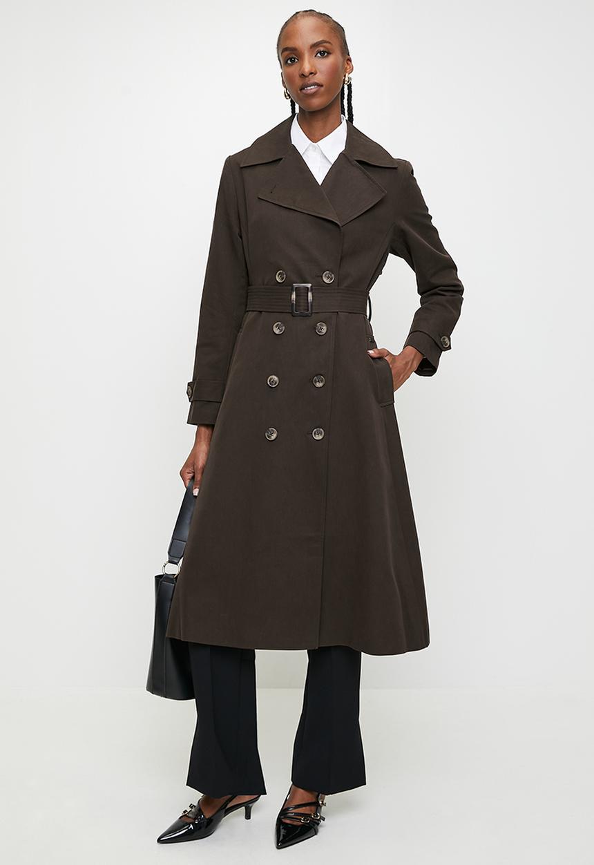 Pringle of Scotland - PRINGLE FELICITY LADIES TRENCH COAT - CHOCOLATE