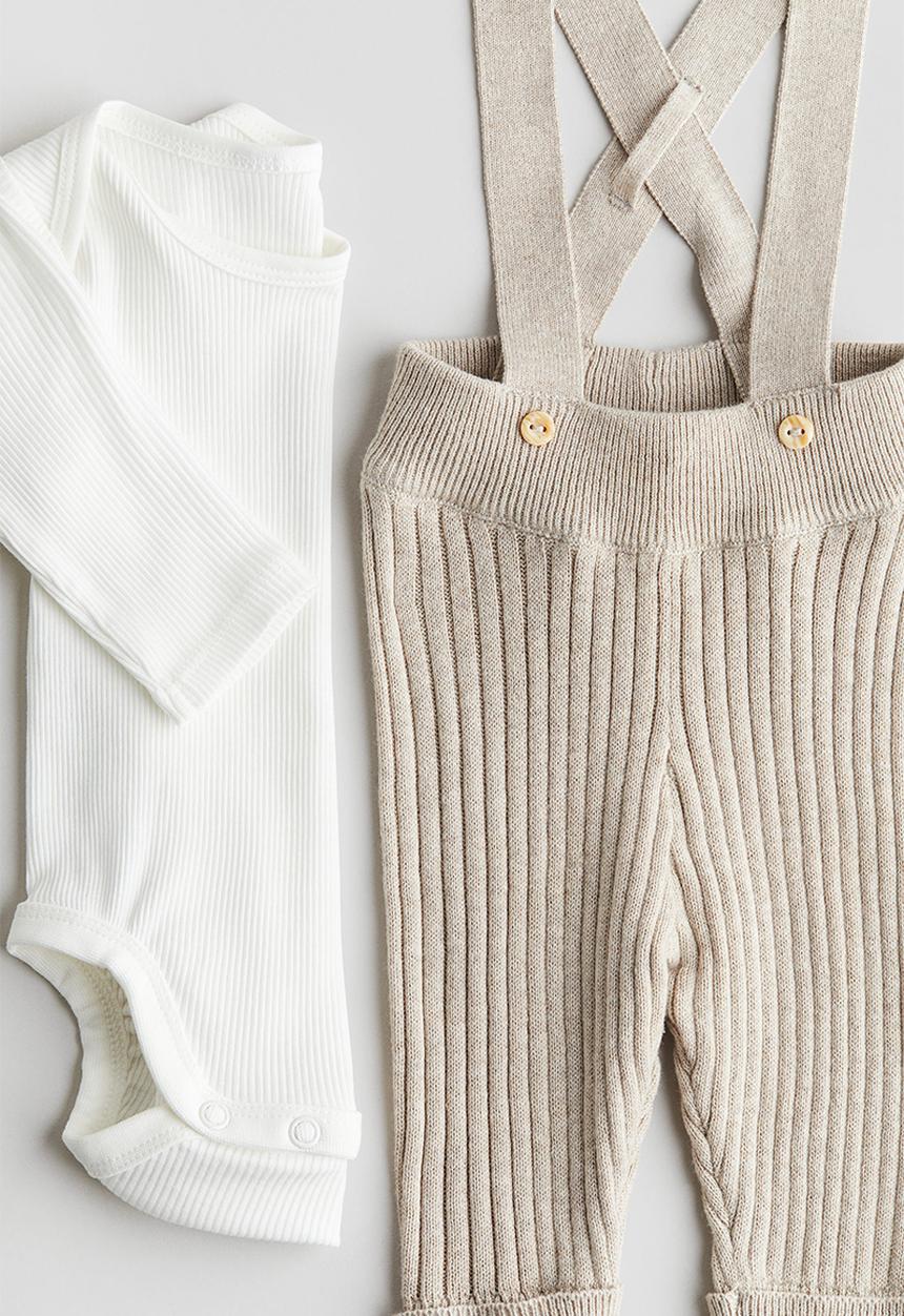 H&M - 2-Piece cotton set - light beige