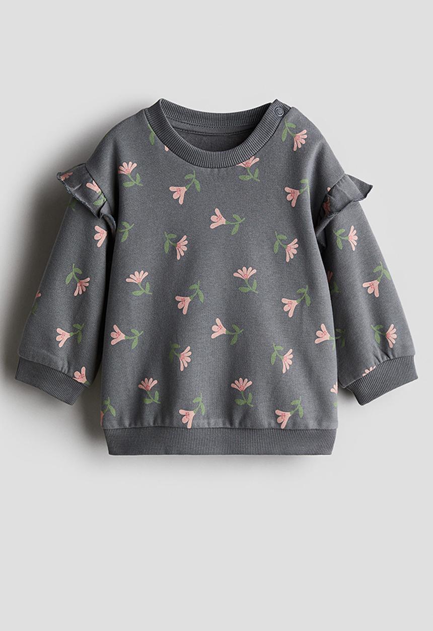 H&M - Printed sweatshirt - dark grey & floral