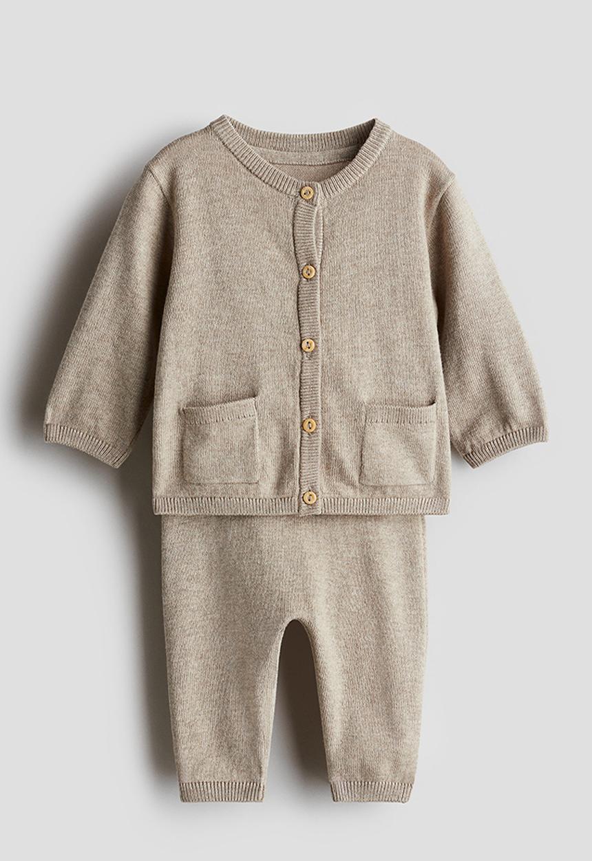 H&M - 2-Piece fine-knit cotton set - beige