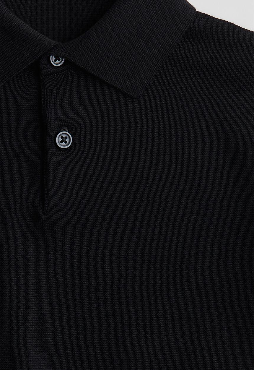 H&M - Fine-knit polo shirt - black