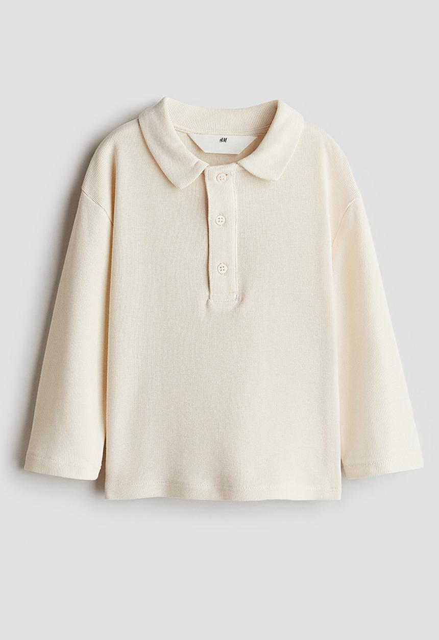 H&M - Long-sleeved polo shirt - cream