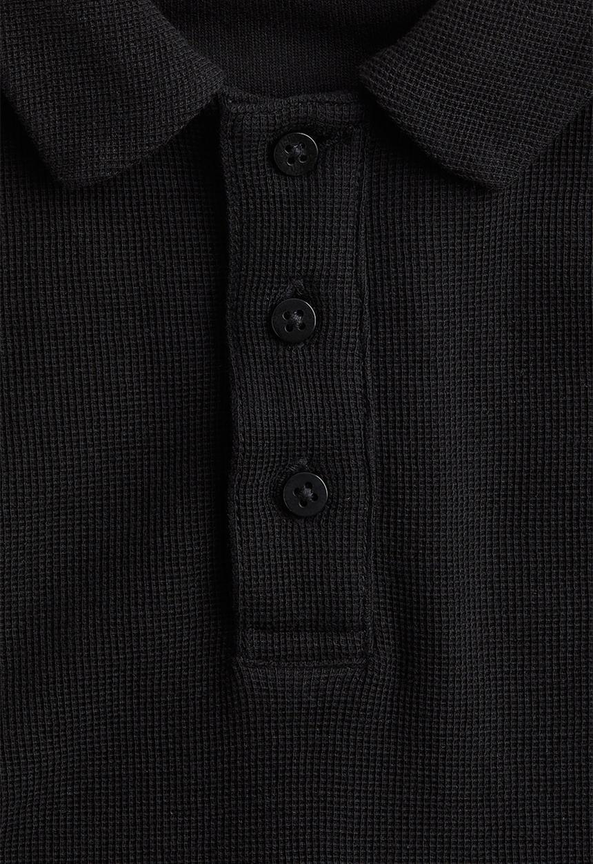 H&M - Long-sleeved polo shirt - black