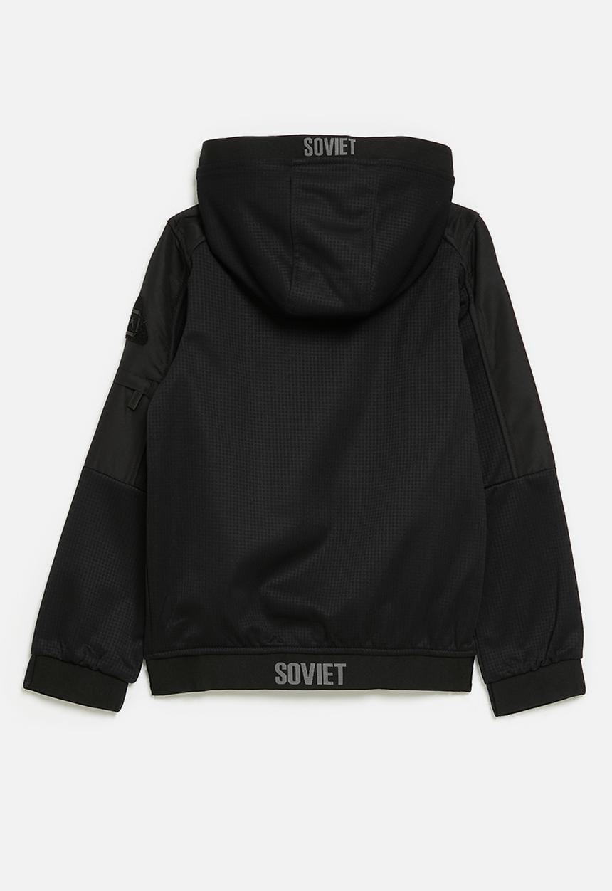 SOVIET - Boys Zip Through Sweat Top - Black