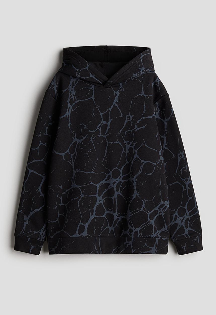 H&M - Printed hoodie - black marbled