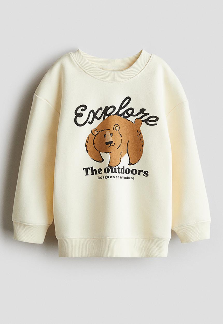 H&M - Printed sweatshirt - light yellow & bear 