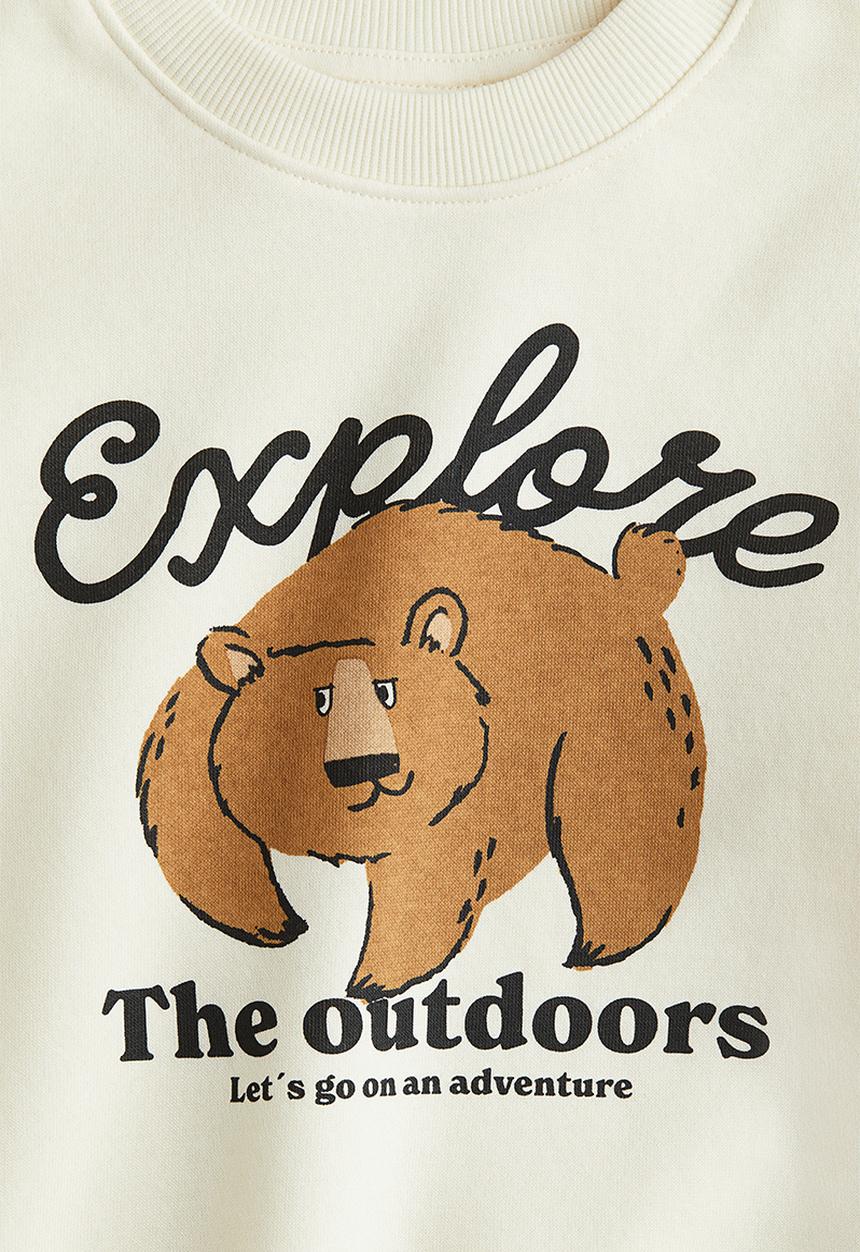H&M - Printed sweatshirt - light yellow & bear 