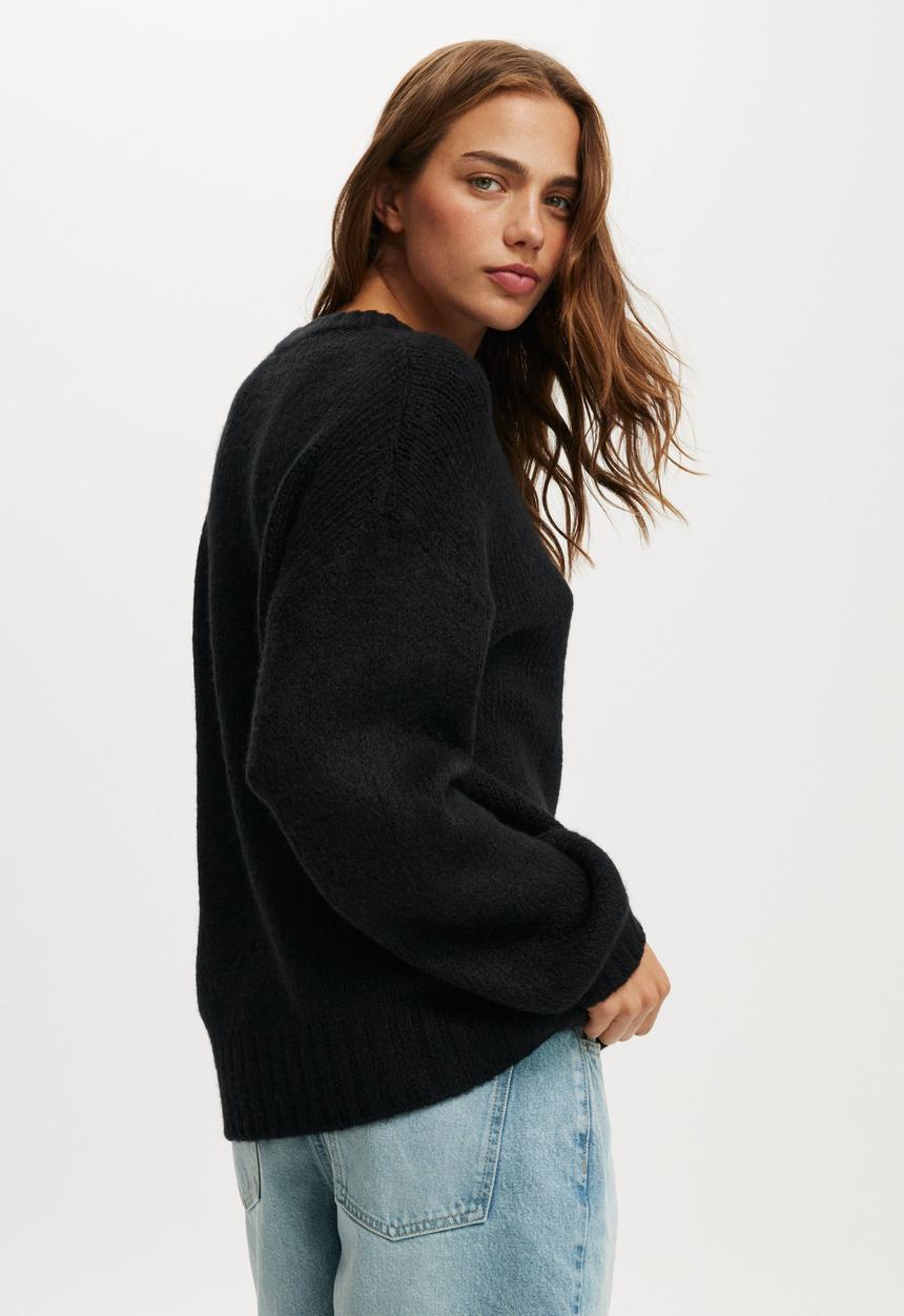 Cotton On - Luxe crew pullover - black