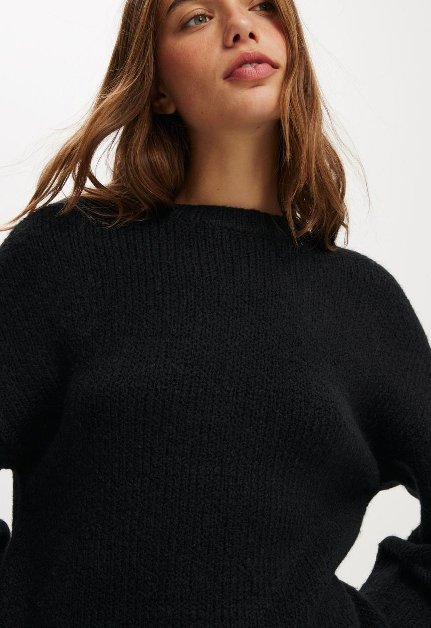 Cotton On - Luxe crew pullover - black