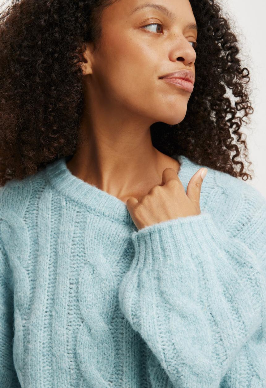 Cotton On - Luxe crew pullover - whisper blue cable