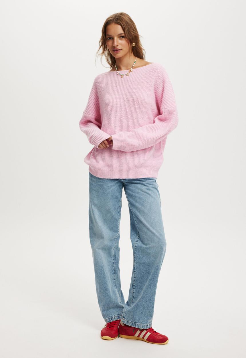 Cotton On - Luxe rib boatneck off shoulder - babydoll