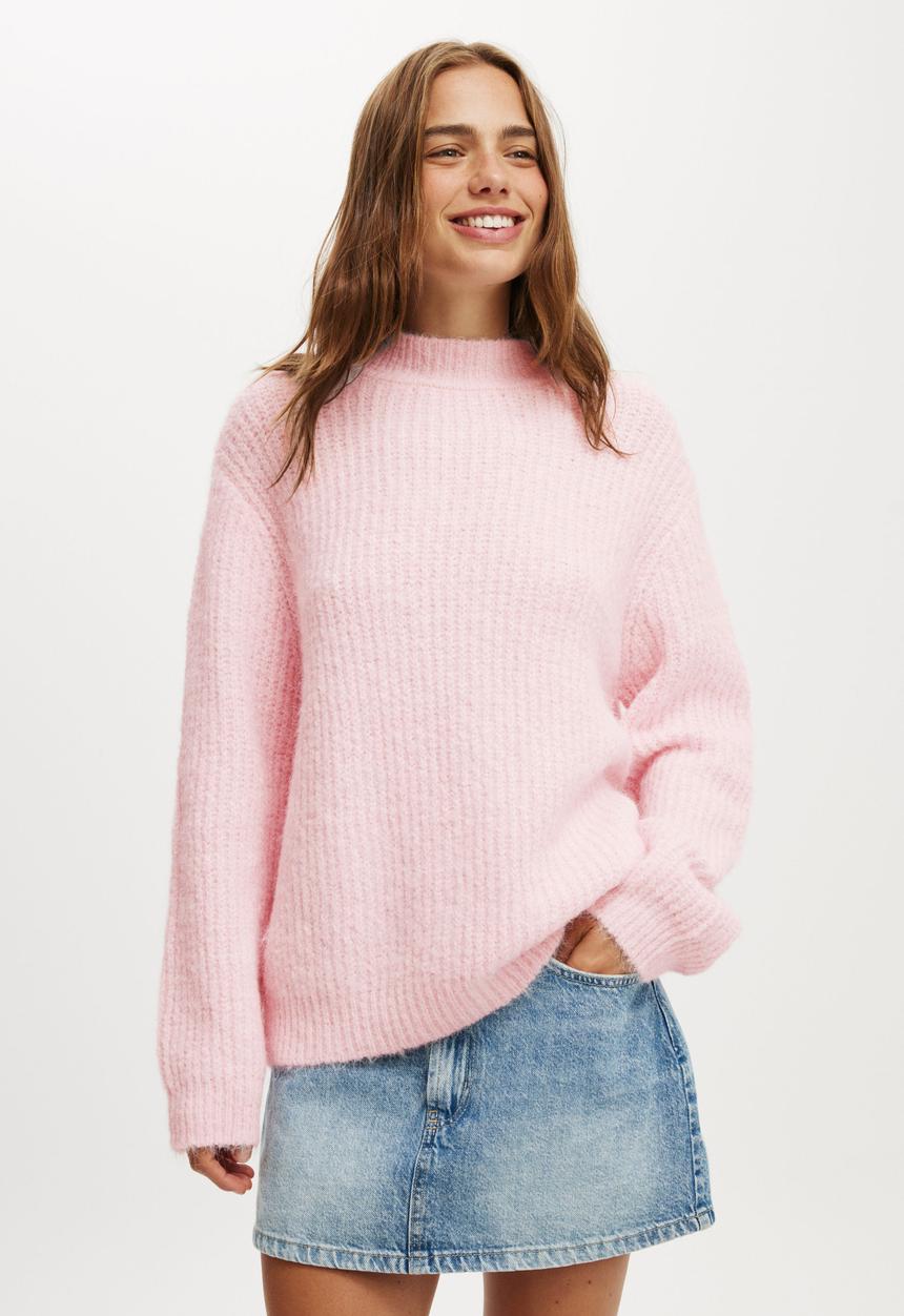 Cotton On - Luxe rib mock neck pullover - babydoll