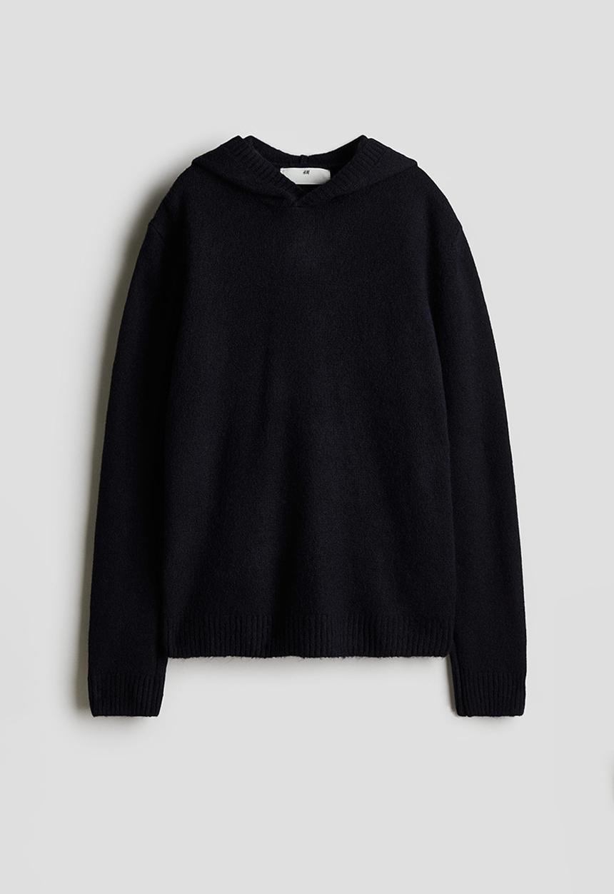 H&M - Fine-knit hoodie - navy blue
