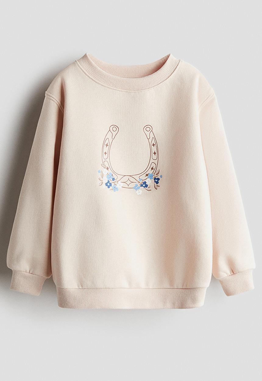 H&M - Print-motif sweatshirt - light dusty pink horseshoe
