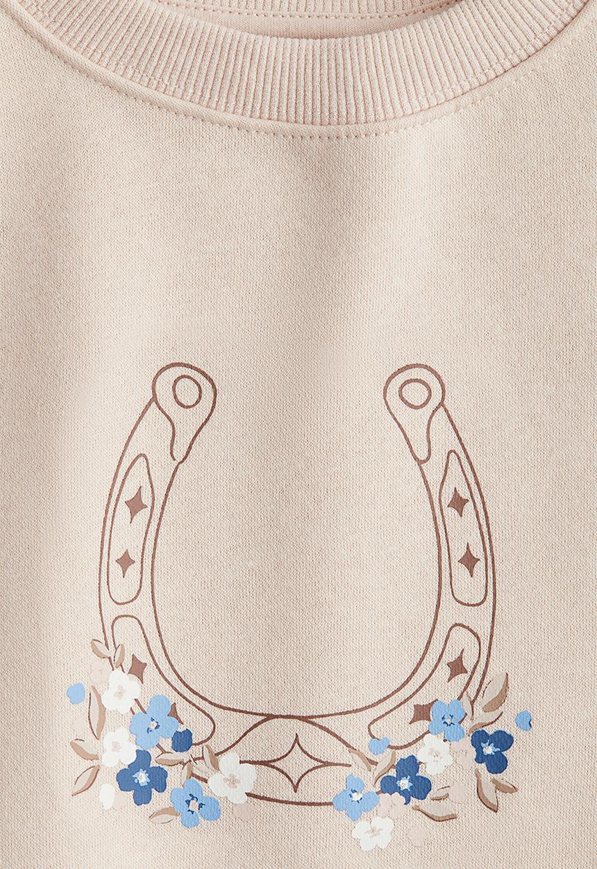 H&M - Print-motif sweatshirt - light dusty pink horseshoe
