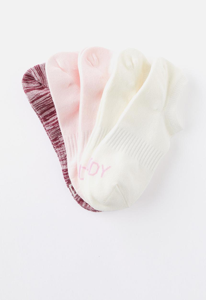 Cotton On - Body Low Cut Sneaker Socks 5Pk - Deep Red/Cherry Dream
