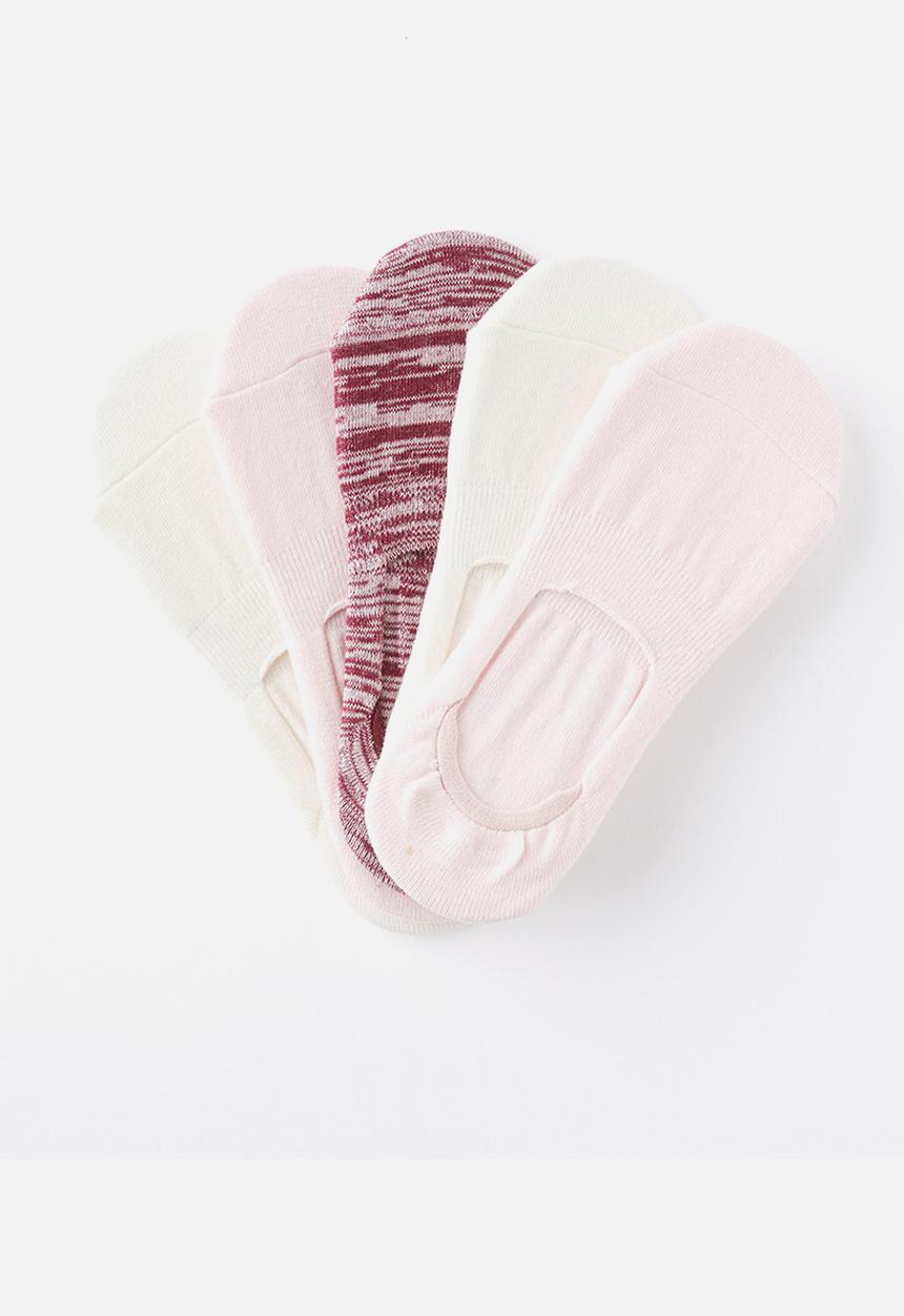 Cotton On - Body Invisible Socks 5Pk - Deep Red/Cherry Dream