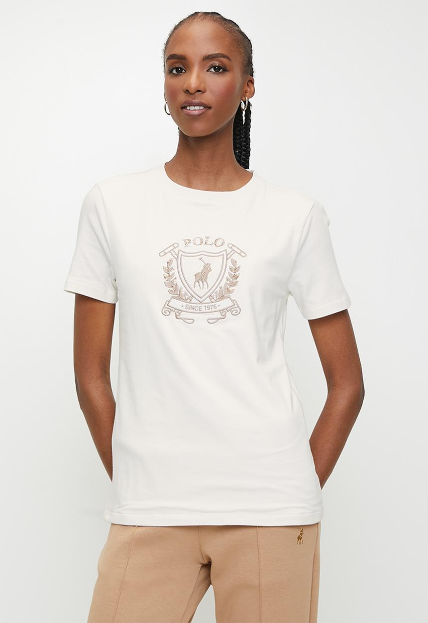 POLO - Wmn casey short sleeve crest T-shirt - off white