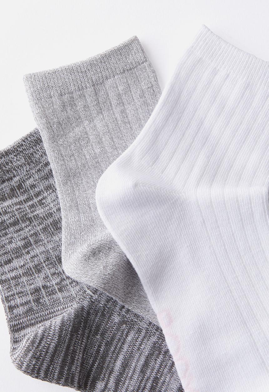 Cotton On - Body Mid Crew Socks 3Pk - Greyscale