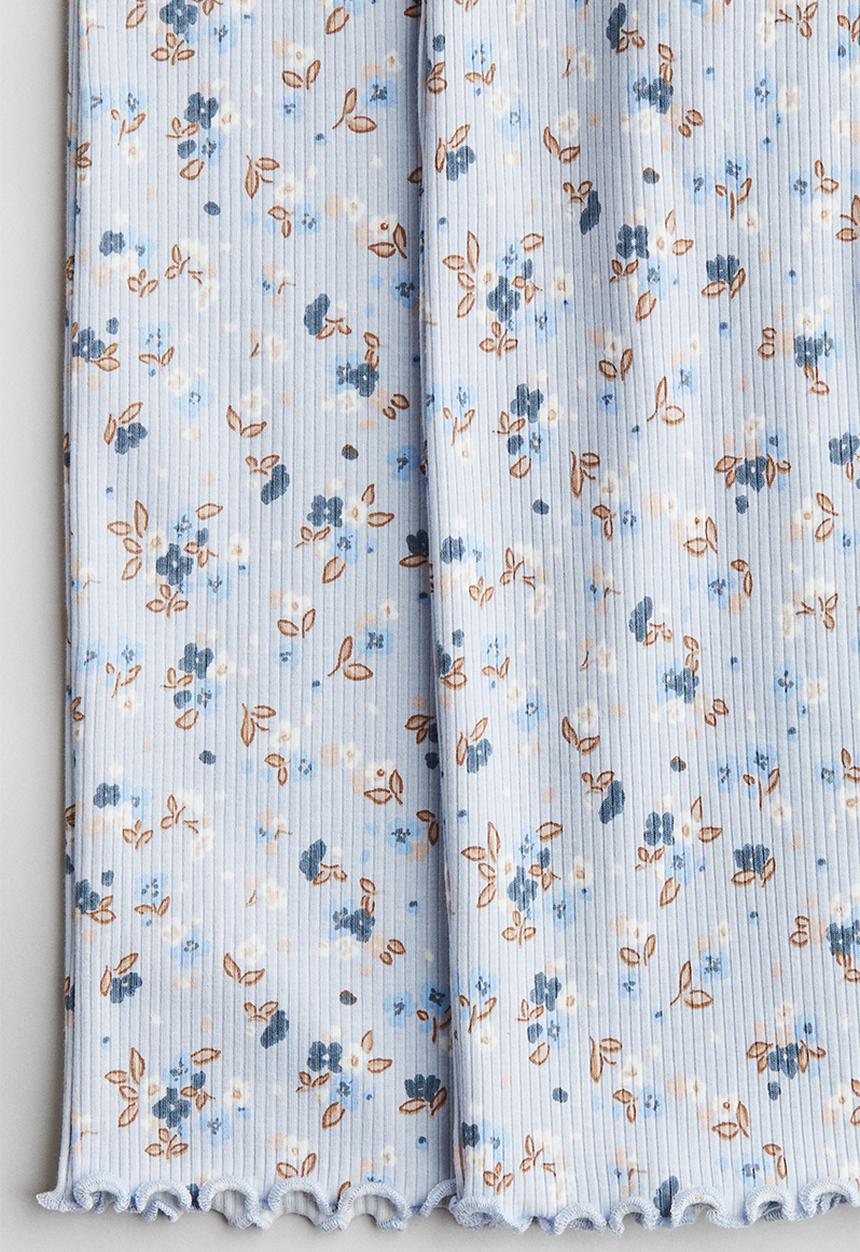 H&M - Ribbed cotton trousers - light blue floral