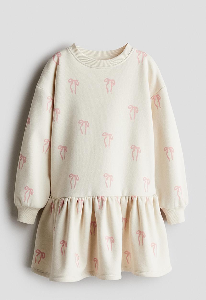 H&M - Sweatshirt dress - light beige bows