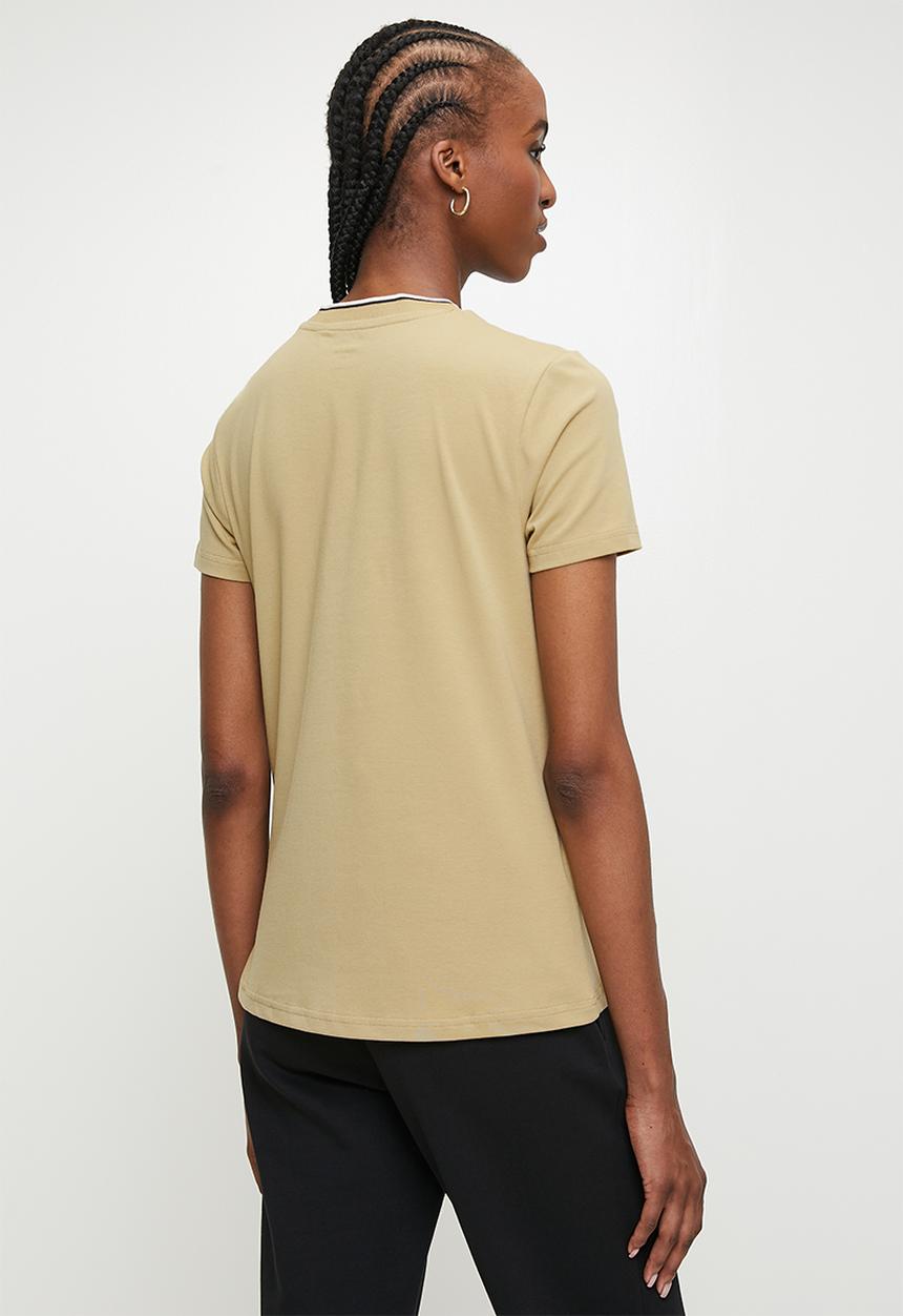 POLO - Wmn thandiwe short sleeve logo T-shirt - stone