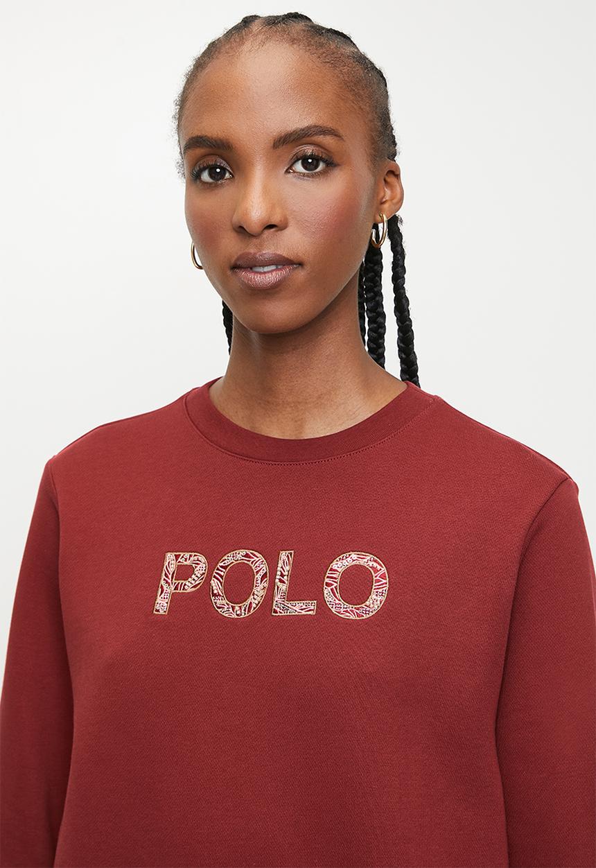 POLO - Wmn amelia long sleeve embellished sweat top - picante red	