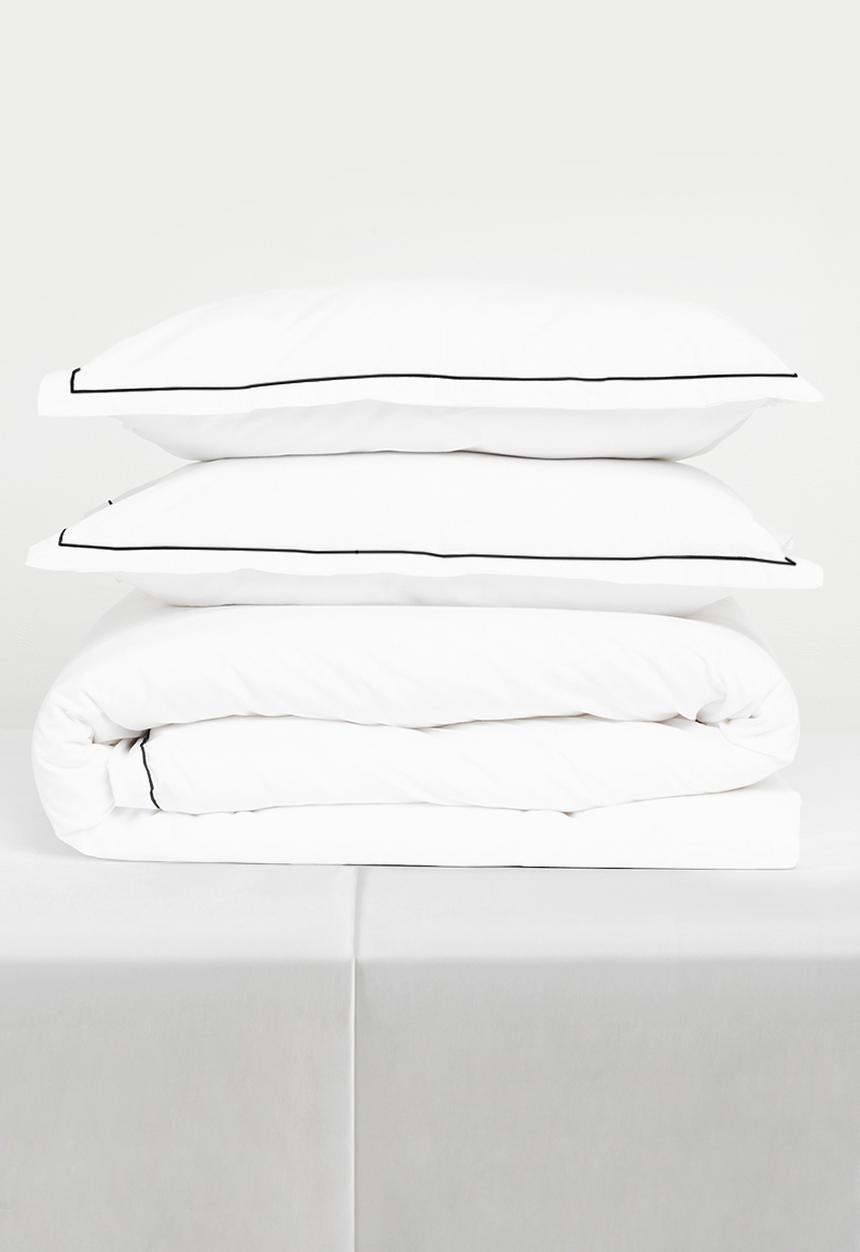 Sixth Floor - Oxford Cotton Satin Stitch Duvet Cover - Black
