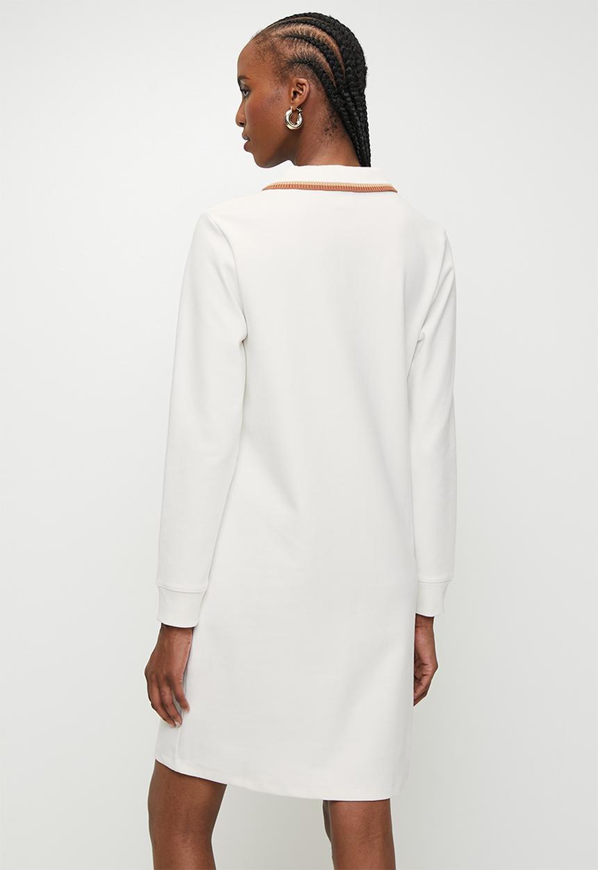POLO - Wmn sam long sleeve v-neck dress - off white