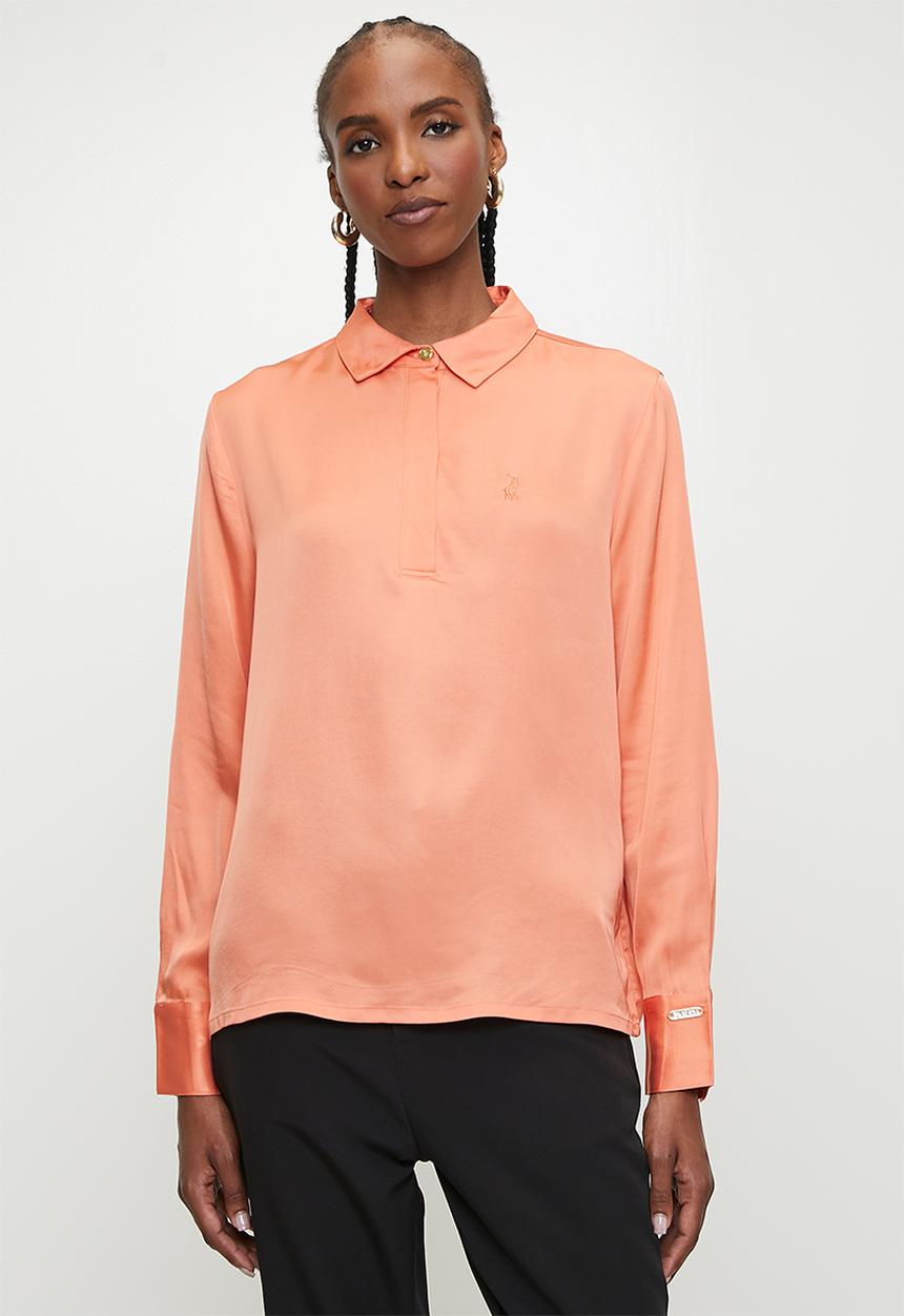 POLO - Wmn emily long sleeve blouse - clay