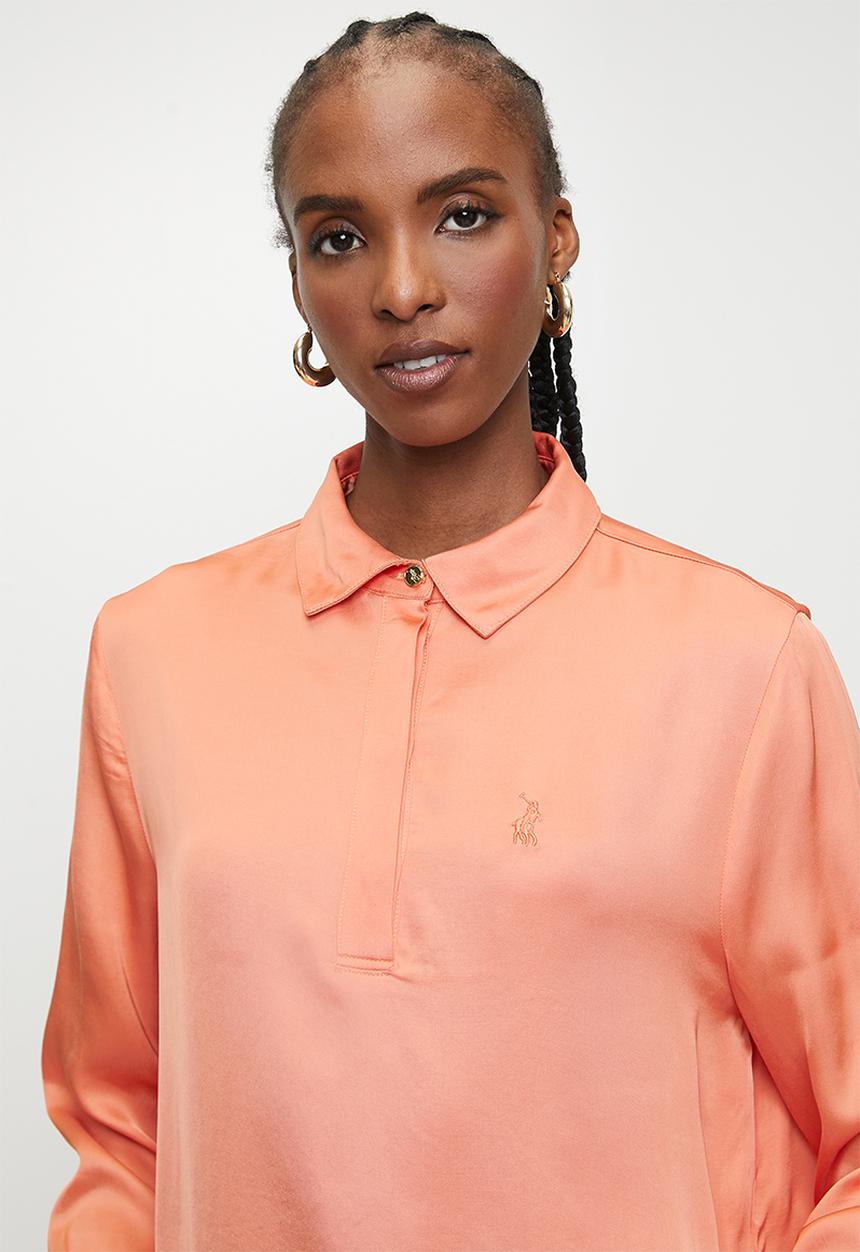 POLO - Wmn emily long sleeve blouse - clay