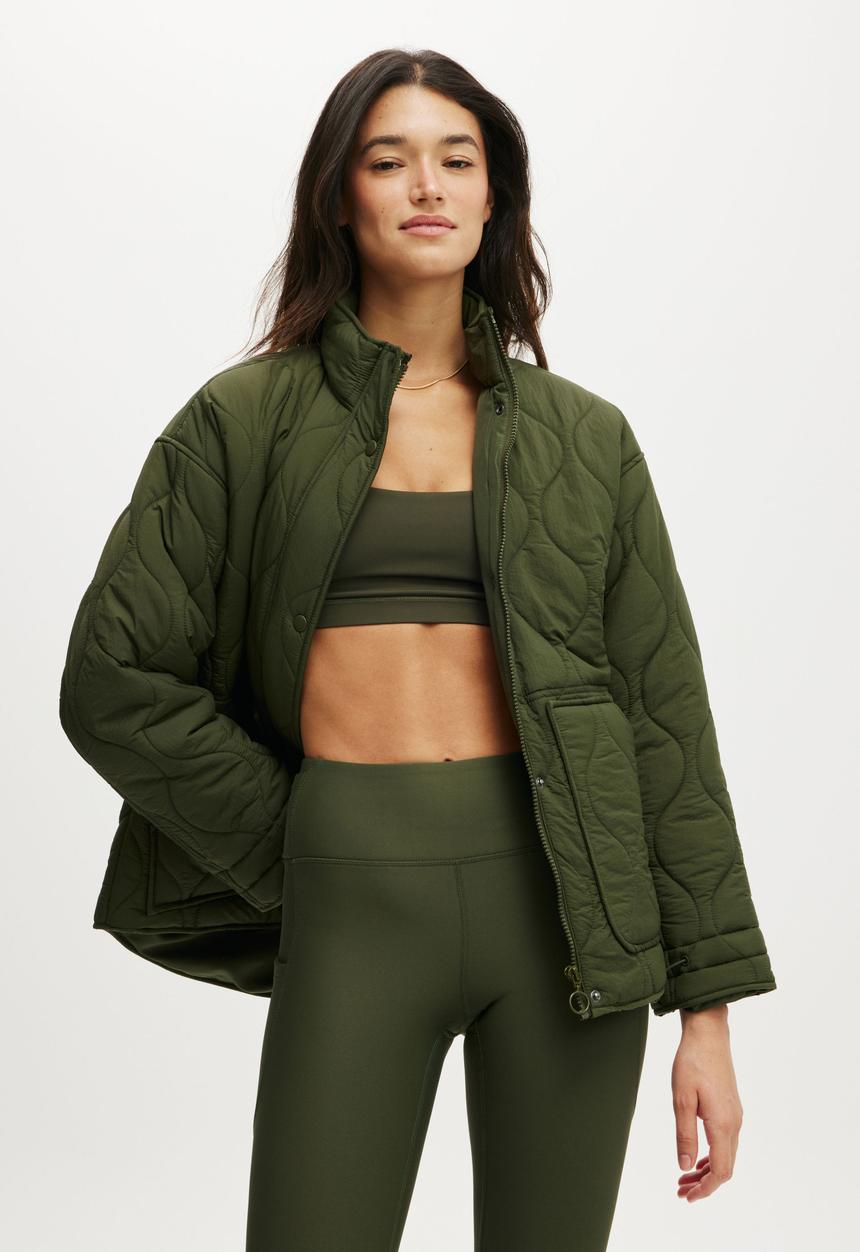 Cotton On - Warm Up Relaxed Lightweight Jacket - Forest Green