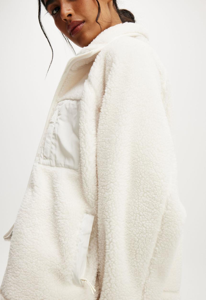 Cotton On - Trail Sherpa Zip Thru - Coconut Milk