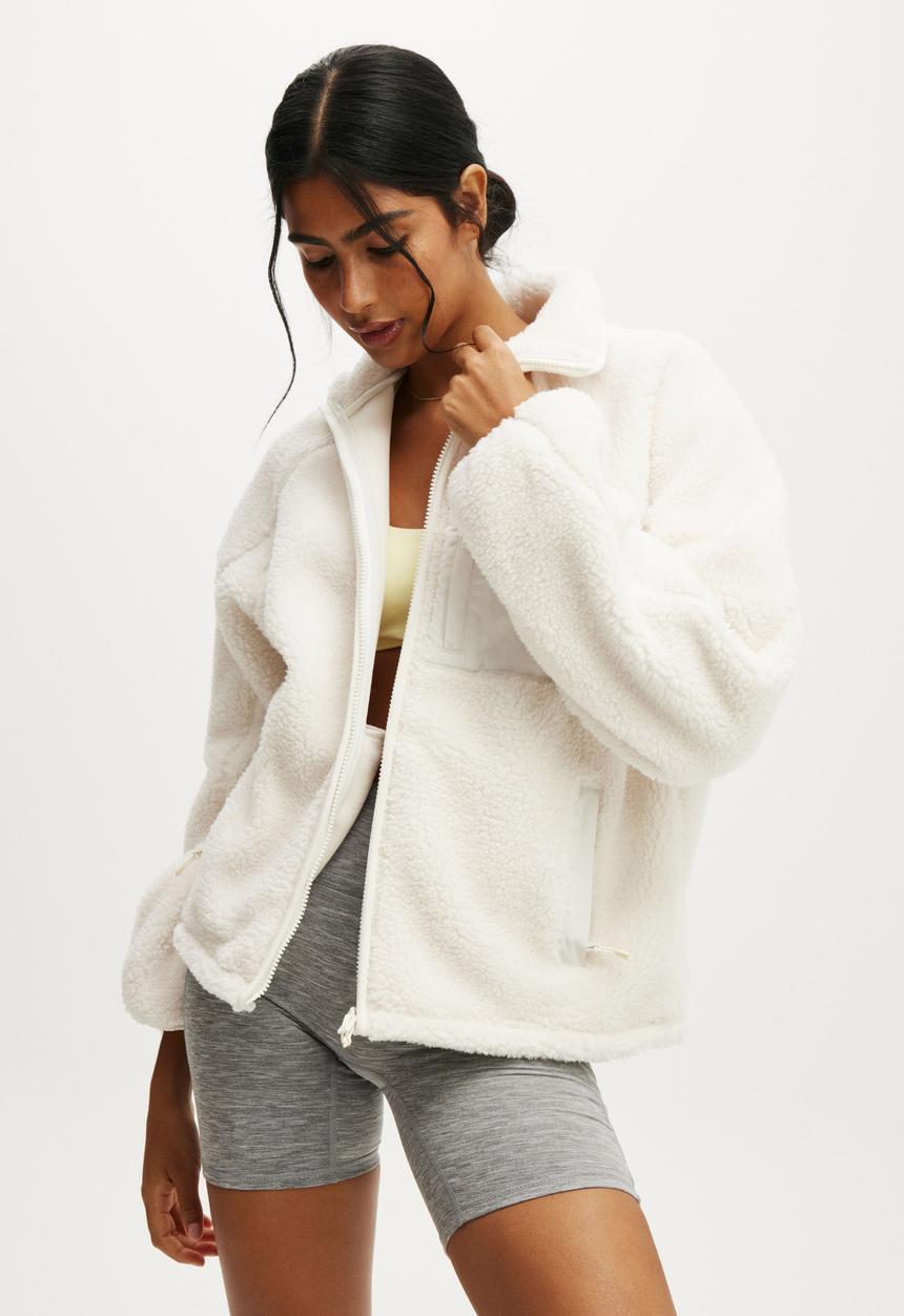 Cotton On - Trail Sherpa Zip Thru - Coconut Milk
