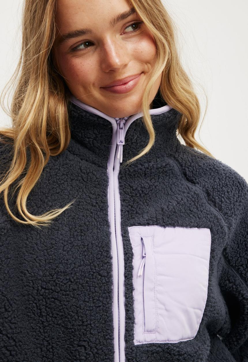 Cotton On - Trail Sherpa Zip Thru - Charcoal