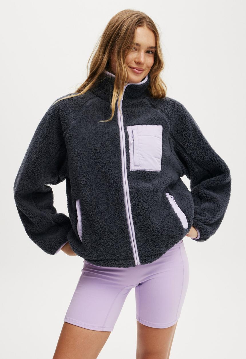 Cotton On - Trail Sherpa Zip Thru - Charcoal