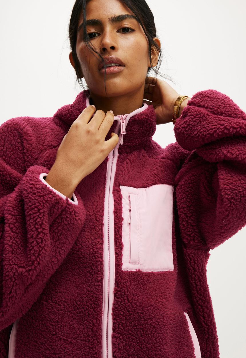 Cotton On - Trail Sherpa Zip Thru - Sangria