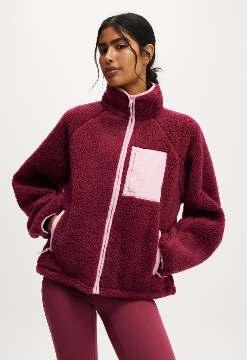 Cotton On - Trail Sherpa Zip Thru - Sangria